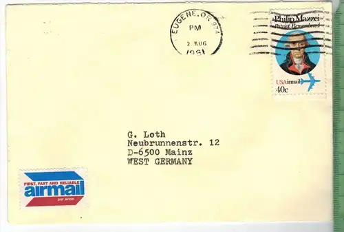 Brief EF. Stempel, Eugene. OR. 2. AUG. 1981