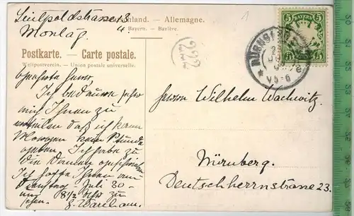 Deutsche Bauernstube aus dem Germanischen Museum-1900-,Verlag: Weltpostverein, POSTKARTE mit Frankatur,