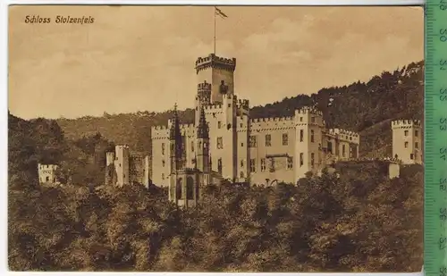 Schloss Stolzenfels 1914, Verlag: Fritz Gutmann, Coblenz,  FELD-POSTKARTE ohne Frankatur,  mit  Stempel  COBLENZ