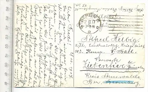 BERLIN,  Künstlerkarte 1917,  Verlag: KV Berlin, Feld-Postkarte mit Stempel, Berlin,  2.10.17 Erhaltung: I-II