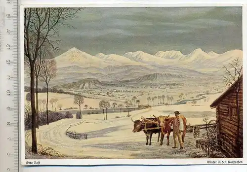 Winter in den Karpathen (Otto Karst), Künstlerkarte 1940 Verlag: Hermann A. Wiechmann, Feld-Postkarte mit Stempel,