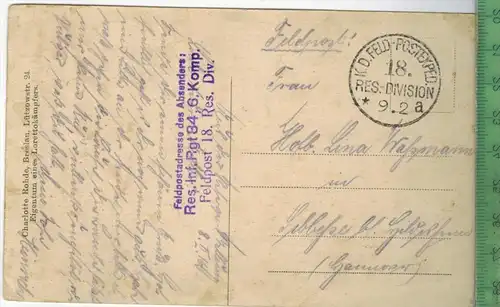 Panorama de Lorette  1916, Verlag: Charlotte Rohde, Breslau, Postkarte ohne Frankatur, mit Stempel, KD FELDPOSTEXPED