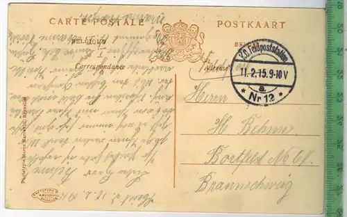 Knocke (Zoute) 1915, Verlag: Marco vici, Bruxelles, FELD-Postkarte ohne Frankatur,  mit Stempel,  KD FELDPOSTSTATION,