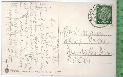 Truppenübungsplatz 1937, Verlag: Driesen, Berlin, Postkarte mit Frankatur, mit Stempel MUNSTER 1.6.37,MIT BEFÖRDERUNGSSP
