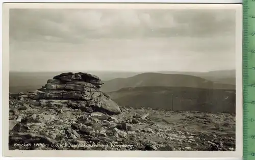 Brocken, Teufelskanzel mit Wurmberg 1930, Verlag: U. Bornemann, Blankenburg, Postkarte, Erhaltung: I-II, unbenutzt