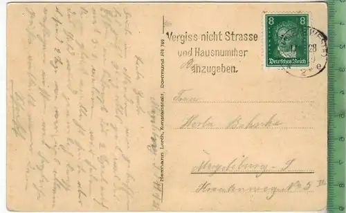 Porta-Westfalica-Hausberg e , 1928, Verlag: Hermann Lorch, Dortmund, Postkarte mit Frankatur  und Stempel,