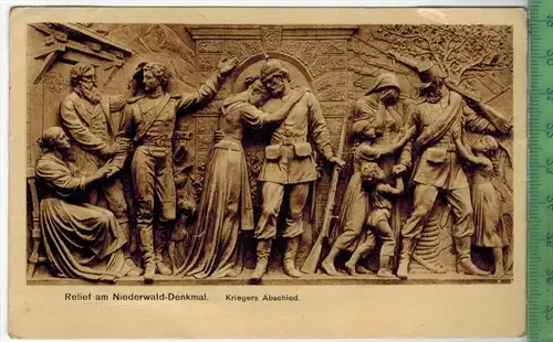 Relief am Niederwald-Denkmal 1920/1930, Verlag: Knackstedt & Näther, Hamburg, Postkarte, Erhaltung: II-III, unbenutzt