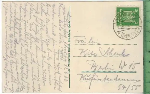 Bad Flinsberg 1926 Verlag: Niepel, Friedeberg., Postkarte ohne Frankatur  und Stempel, BAD FLINSBERG 12.6. 1926 MIT BEFÖ