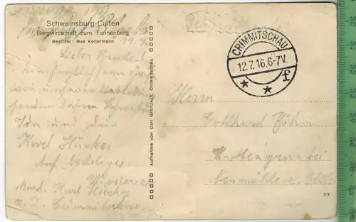 Blick vom Tannenberg nach Schweinsburg 1916, Verlag: Carl Groitzsch, Crimmitschau, FELD- Postkarte ohne Frankatur