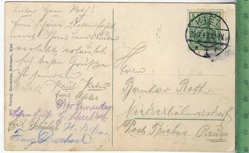 Kiel, Schwebefähre der kaiserlichen Werft,  Verlag: Hermann Edlefsen, Kiel,  Postkarte mit Frankatur und Stempel,