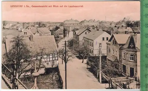 Arnsdorf, Blick auf die Landesanstalt, Verlag: Otto Schmidt, Arnsdorf, Postkarte mit Frankatur, mit Stempel, ARNSDORF