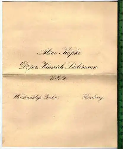 Brief, Verlobungsanzeige, Berlin 28.11.07, Verfasst auf "Feinstes Elfenbein Papier", Ernst Gravenhorst, Hamburg.
