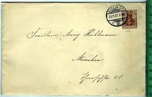 Brief, Verlobungsanzeige, Berlin 28.11.07, Verfasst auf "Feinstes Elfenbein Papier", Ernst Gravenhorst, Hamburg.