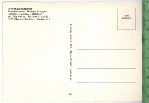 Oberleichtersbach/Breitenbach, Ferienhaus Sieglinde um 1970/1980, Verlag: Aero-Bild, Fulda, POSTKARTE, Erhaltung: I-II,