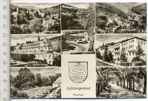 Schlangenbad – Taunus, um 1960/70, Verlag: Ernst Fröhlich, Postkarte mit Frankatur, mit Stempel, Schlangenbad, 15.02.68,