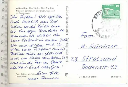 Bad Sulza, um 1970/1980 Verlag: Bild und Heimat, Postkarte, mit Frankatur und Stempel, BAD SULZA 14, Erhaltung: I -II Ka