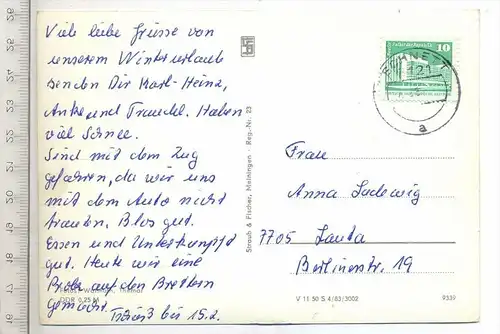 Schnett/Thür. Wald, um 1970/1980, Verlag: Straub & Fischer,  Postkarte mit Frankatur, mit Stempel, SCHNETT