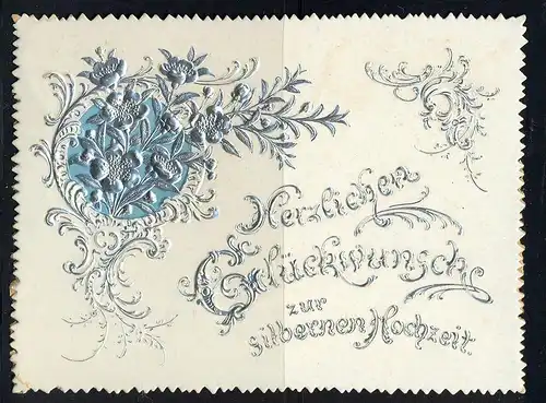 15.6.1894-Herzlichen Glückwunsch zur silbernen Hochzeit,  Maße: 11,5 x 8,5 cm,  Erhaltung: I-II,