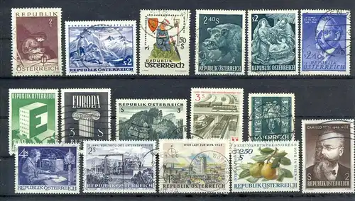 Österreich, Republik, Konvol. Briefmarken 16 Stck. Gestempelt, Zustand: gut