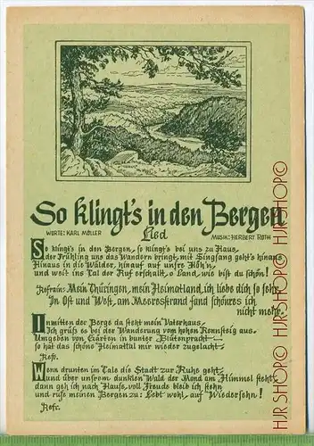 So klingts in den Bergen, Lied um 1920/1930 Verlag: Harth-Musikverlag, Leipzig-Berlin  Postkarte,  unbenutzte Karte ,  E