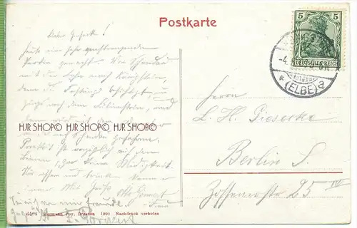 Lilienstein u. Stadt Königstein. Sächs. Schweiz um 1900/1910,  Verlag:  Hermann Poy,  Dresden, POSTKARTE mit Frankatur
