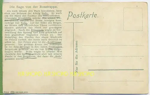 Die Sage von der Roßtrappe  um 1910/1920, Verlag: Louis Glaser, Leipzig, Postkarte, unbenutzte Karte, Erhaltung: II-III