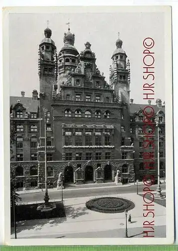 Leipzig, Neues Rathaus(Hauptportal) um 1950/1960  Verlag: P. Faulstich, Leipzig,  Postkarte unbenutzte Karte ,  Erhaltun