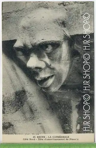 Reims- La Cathèdrale-Cotè Nord-Tète d`amortissiment de Pinac`e,  Verlag:  ---, Postkarte, unbenutzte Karte