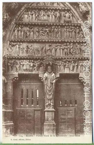 Reims-Portail Nord de La Cathèdrale-Saint Sixte,  Verlag:  ---, Postkarte, unbenutzte Karte