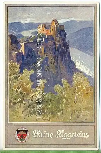 „Ruine Aggstein.“  um 1910 /1920   Ansicktichtskarte, Künstlerkarte, D. Schulverein Nr. 136 ungebrauchte Karte