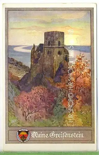 „Ruine Greifenstein.“  um 1910 /1920,   Ansicktichtskarte, Künstlerkarte, D. Schulverein Nr. 138, ungebrauchte Karte