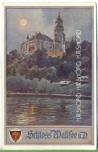 „Schloss Wallsee a.D.“  um 1910 /1920,  Ansicktichtskarte, Künstlerkarte, D. Schulverein Nr. 442, ungebrauchte Karte