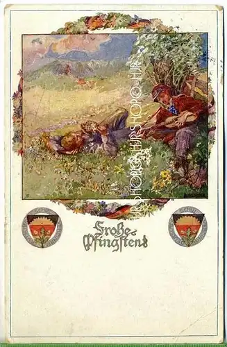 „Frohe Pfingsten“  um 1910 /1920   Ansichtskarte, Künstlerkarte, D. Schulverein Nr. 483