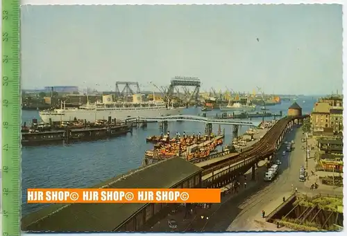 „Hamburg, Hafen, Vorsetzen und Überseebrücke“,   Ansichtskarte,  ungebrauchte Karte