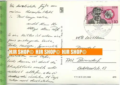 „Bad Langensalza/Thür. Wald, Mehrfeldkarte“  um 1970/1980  , Ansichtskarte mit Frankatur, mit Stempel,