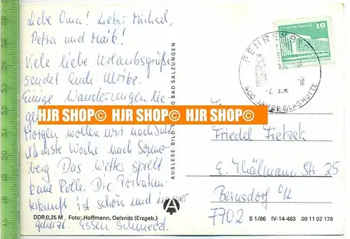 „Gruß aus Fehrenbach/Thür. Wald, Mehrfeldkarte“  um 1970/1980  , Ansichtskarte mit Frankatur, mit Stempel,
