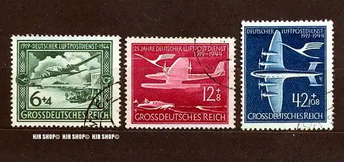 1944,Luftpostdienst, MiNr. 866-868 gest., Satz 3 W