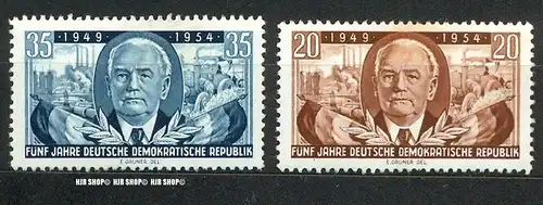 1954, 5 Jahre DDR, MiNR. 443+444**, Satz 2 W
