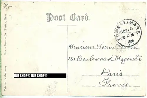 um 1900/1910  Antsichtskarte,  „Boston “ mit Frankatur, Stempel,