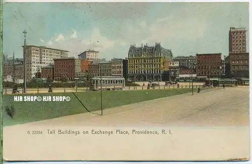 um 1910/1920  Antsichtskarte,  „Tall Buildings on Exchange Place  “ ohne Frankatur, Stempel,
