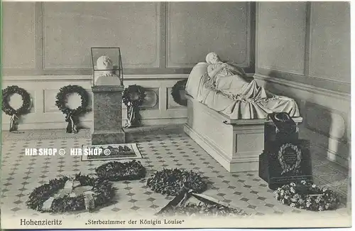 um 1920/1930 Ansichtskarte  „Sterbezimmer, Königin Louise“ , ungebrauchte Karte