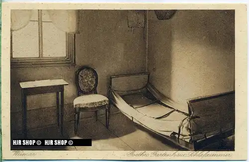um 1920/1930 Ansichtskarte  „ Goethes Gartenhaus, Schlafzimmer“, ungebrauchte Karte