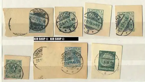 Kartenstücke mit Marken und Stempel vor 1945