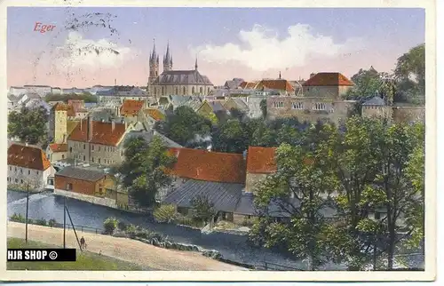 um 1930/1940 Ansichtskarte  “Eger“,  gelaufene Karte mit Frankatur und Sonderstempel, Schiller Festspiele 1939
