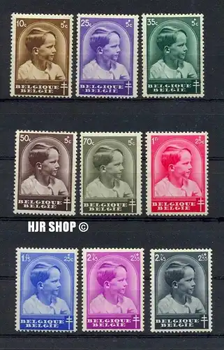 Tuberkulose 1936 Belgien 9 Werte **. Mich.Nr. 434/41 und 442.