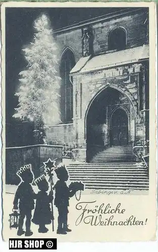 um 1930/1940 Ansichtskarte Fröhliche Weihnachten  gelaufene Karte mit Frankatur und minimalen Alters- und Beförderungssp
