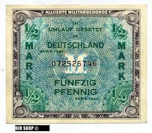 Deutschland unter alliierter Besetzung 1945-1948, Rosenberg 200a. 1/2 Mark 1944