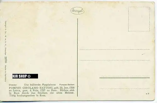 Postkarte:  Die büßende Magdalena,  ungelaufen,