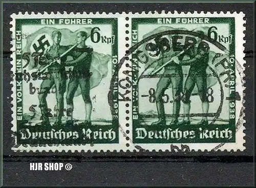 1938, 8. April, Volksabstimmung in Österreich, 662, 6 Pf, doppelt,