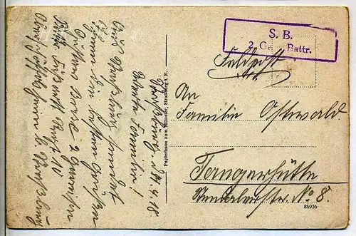 Feldpostkarten I WK,  Straßburg nach Tangerhütte  gel. -.04.1918